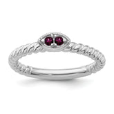 14k White Gold Stackable Expressions Rhodolite Garnet Twisted Ring